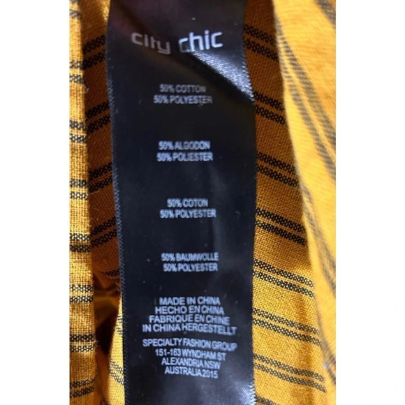 NEW City Chic Women’s Plus Size 16 Yellow Striped Button Closure Midi Dress - Picture 6 of 6